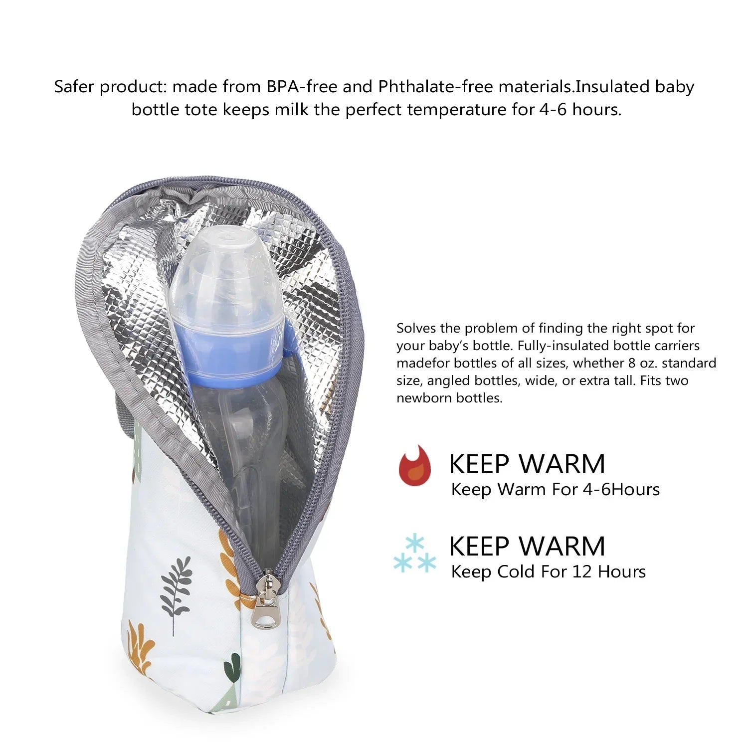 Baby Bottle Insulation Bag Universal Aluminum Film Portable Zipper Drink Baby Winter Travel Storage Bag Cup Cover