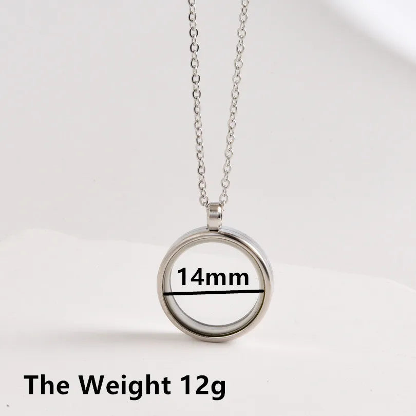 1Pc Inner Size 10-40mm Round Glass Memory Coin Holder Locket Pendant Necklaces Floating Living Relicario Collares Jewelry Bulk