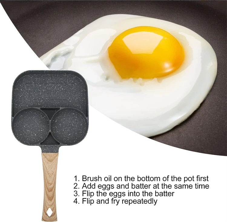 LMETJMA Pancake Egg Frying Pan 4 Cups Omelet Poached Egg Pan for Breakfast Divided Coating with Non Sticking Handle JT888