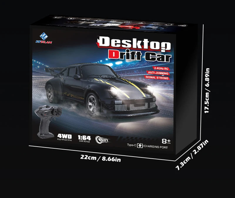 KF20 1/64 High Speed Drift RC Car 2.4G 4WD Remote Control Desktop Mini GTR Racing Model Cars for Boys Kids Toy Gift