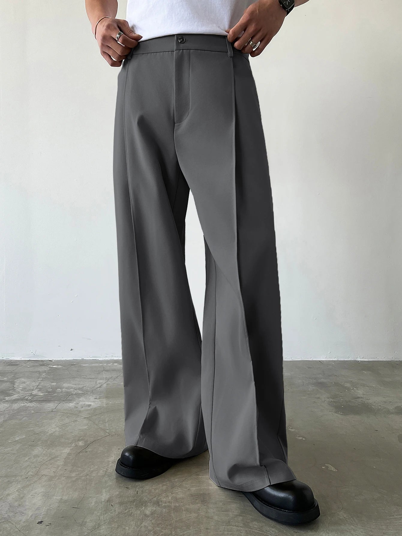 Men's High Waist Wide Leg Suit Pants Casual Loose Straight Leg Dress Pants Formal Business Streetwear Black Trousers S-2XL 1 Pie