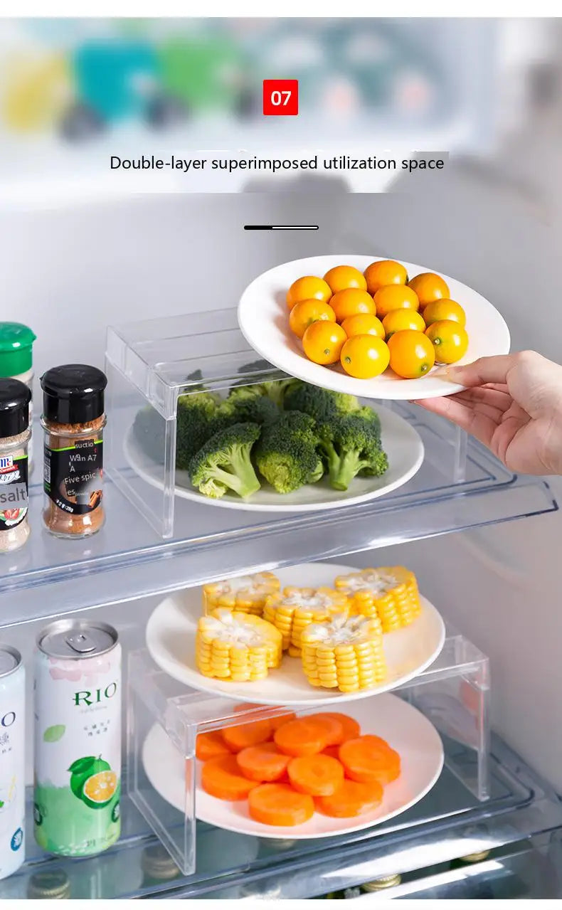 [Kitchen Storage] Clear Expandable Cabinet Organizer, Spice & Dish Divider, Multi-Scene Use For Kitchen & Bathroom