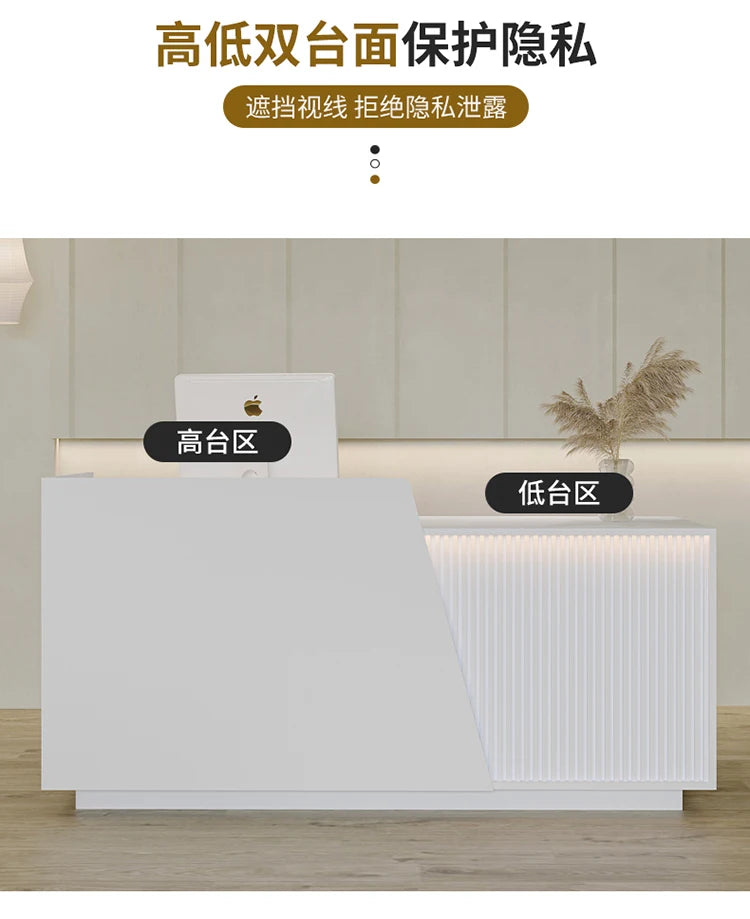 Customized Professional Reception Counter Simple Design Style Reception Desk Creative Storage Theke Empfang Office Furniture
