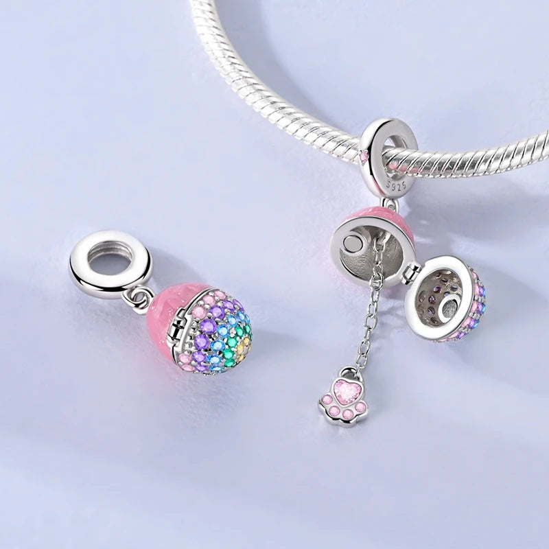MULA Pink 925 Sterling Silver Charms Pendant Perfume Dreamcatcher Heart Love Beaded Fit Original Bracelet Women DIY Jewelry Gift