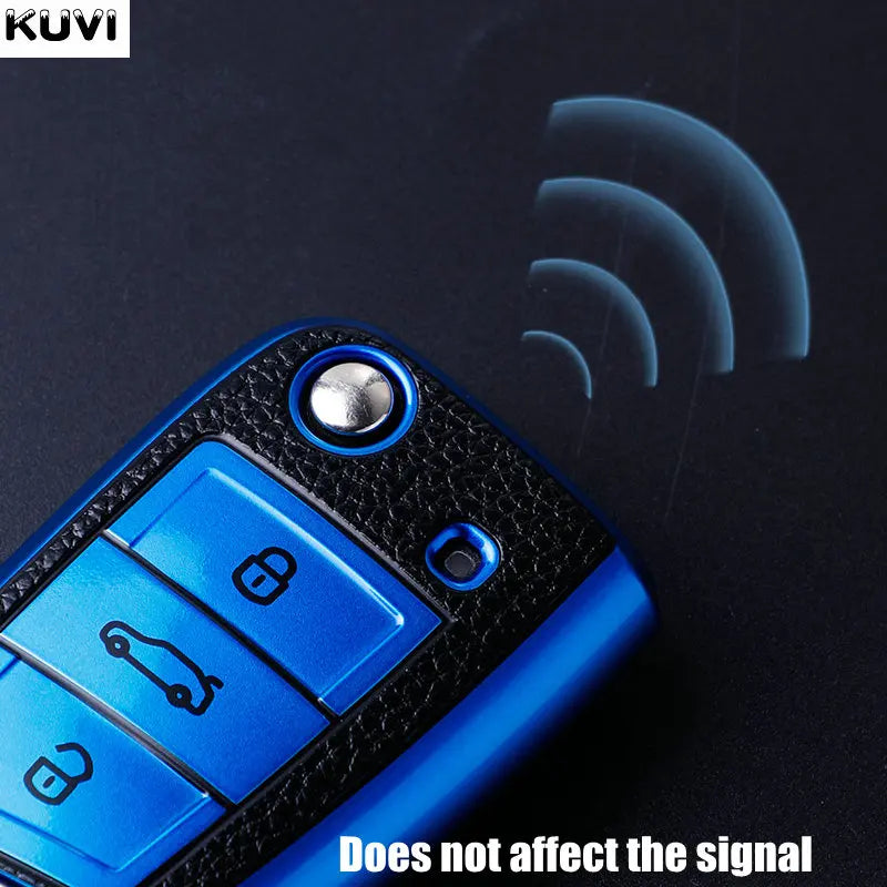 For Volkswagen VW Polo Golf7 MK7 Tiguan for Skoda Octavia Kodiaq Karoq for Seat Ateca Car Key Case Cover Bag Keychain Protector