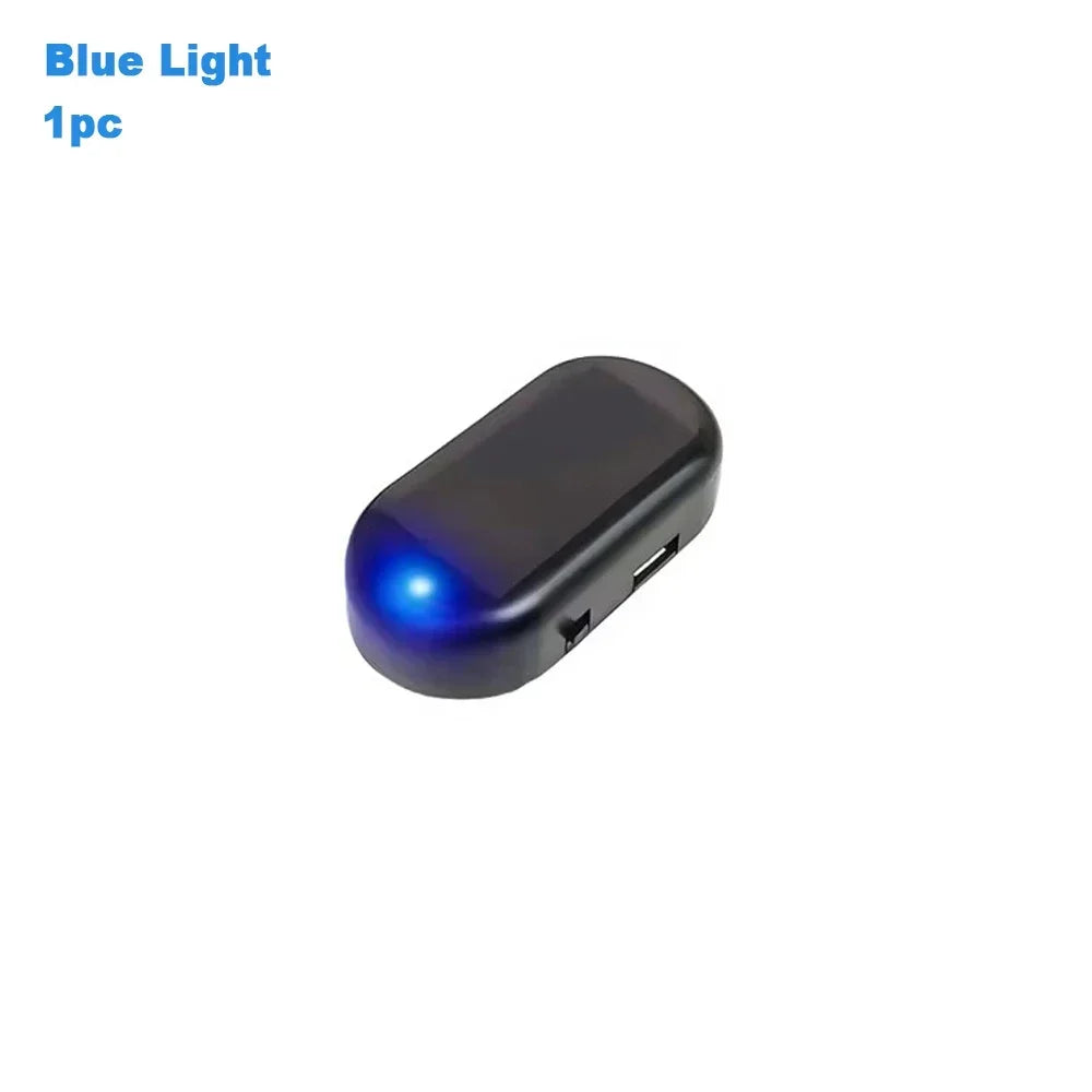 Solar Powered Car Fake Security Light Blue/Red Light Simulated Dummy Alarm LED Fake Security Light Wireless Strobe Signal Alarm