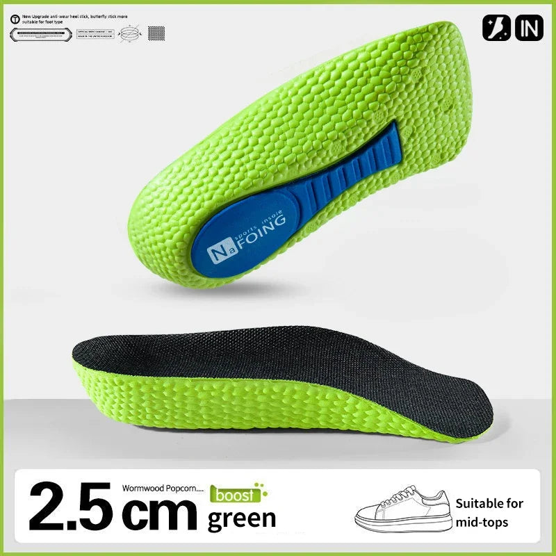 Memory Foam Height Increase Insoles for Men Women Orthopedic Arch Support Flat Feet Heel Lift Shoe Inserts Comfort Foot Care Pad