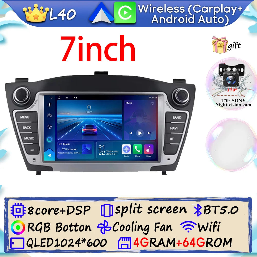 Auto Radio Android 15 Car For Hyundai Tucson 2 LM IX35 2009-2015 Multimedia Dash Cam Player Screen Navigation Head Unit No DVD
