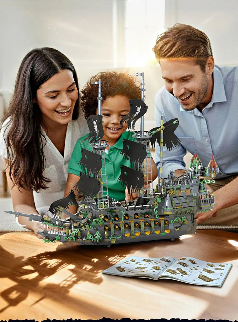 2434pcs Pirate Ship Building Blocks, Flying Dutchman Bricks Set, Educational STEM Toys for Boys, Creative Gift for Kids