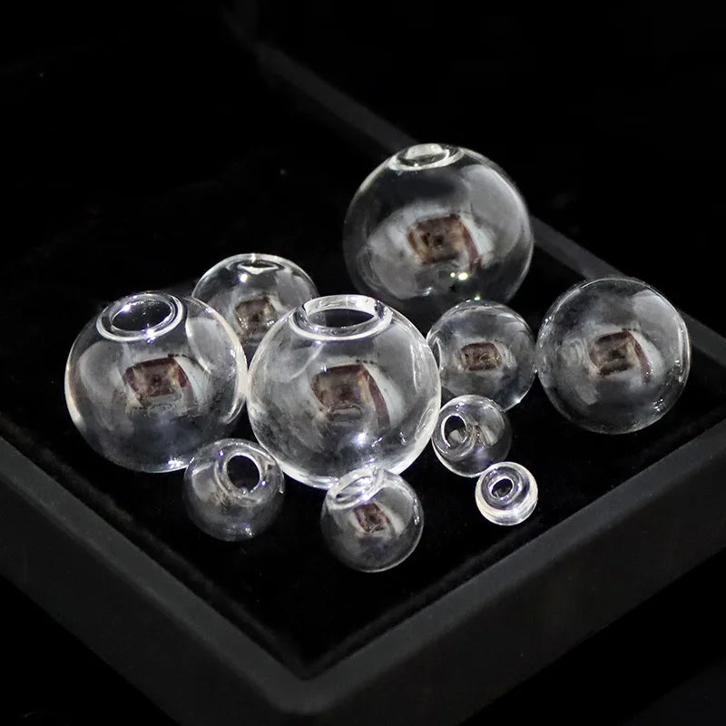 10piece 6-40mm Hollow Glass Ball With One Hole Round Bubble Vial Glass Globe Orbs Jewelry Findings Glass Locket Accessories
