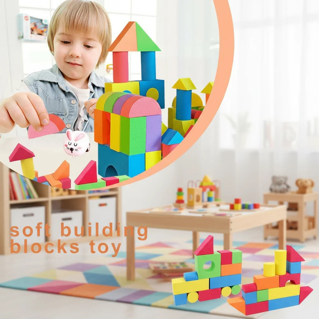 46pcs Soft EVA Building Blocks Large Educational STEM Toys for Preschool Kids Big Colorful Stackable Blocks Boy Girl Gifts
