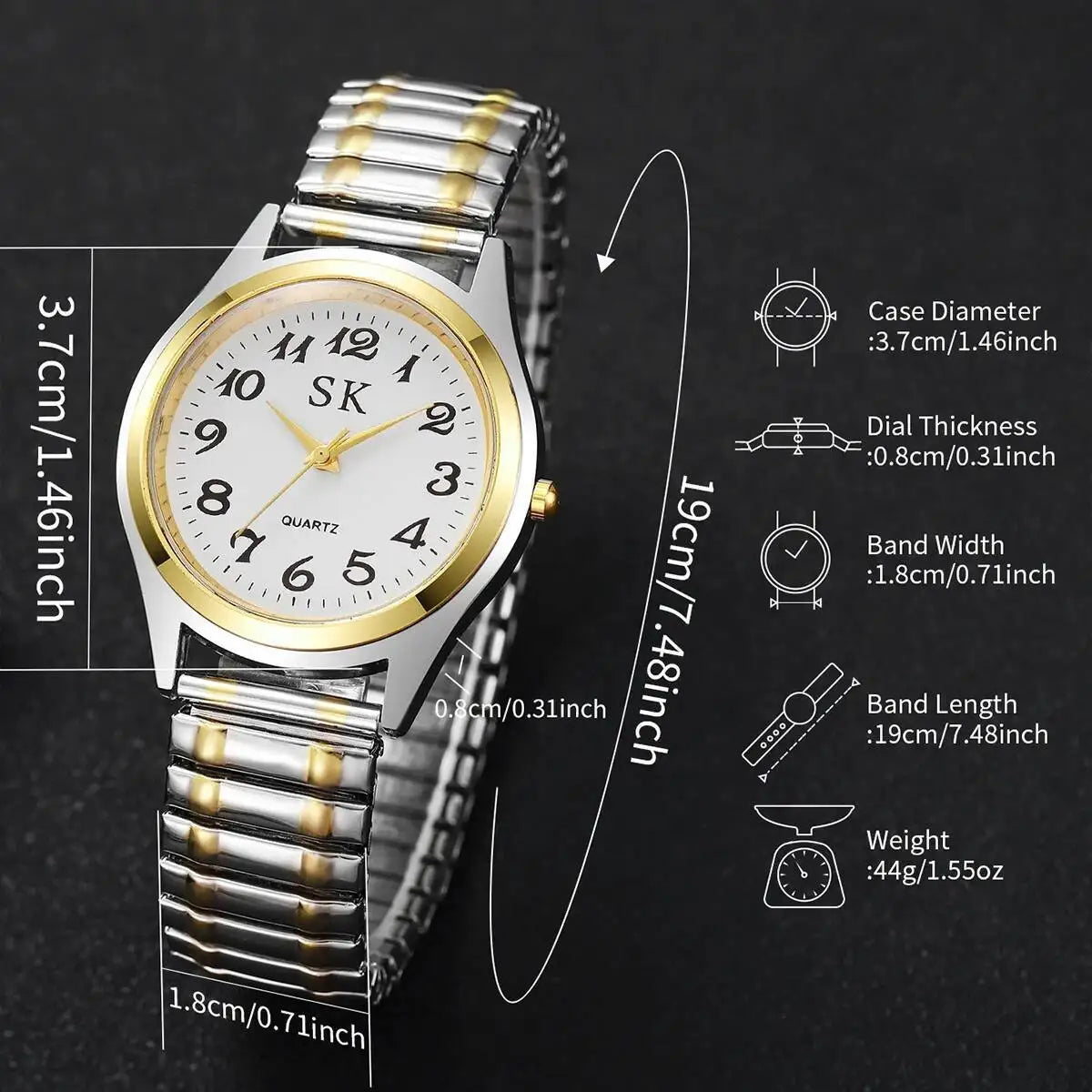2PCS/Set Fashion Couple Watches Luxury Elastic Strap Women Watches Men Quartz Wristwatches (Without Box）