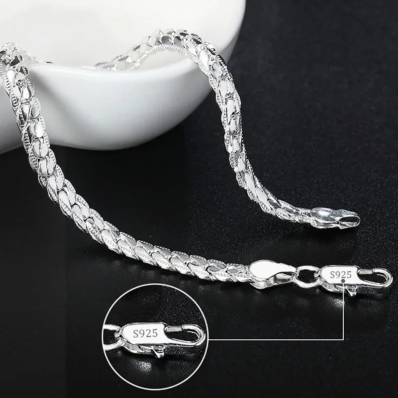 Fine Noble 925 Sterling Silver Solid Chain Bracelet For Women Men Charm Party Gift Wedding party Fashion Jewelry