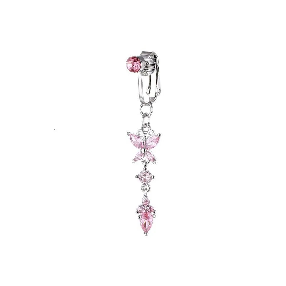Faux Fake Belly Butterfly Fake Belly Piercing Heart Clip On Umbilical Navel Fake Pircing Moon Star Leaves Cartilage Earring Clip