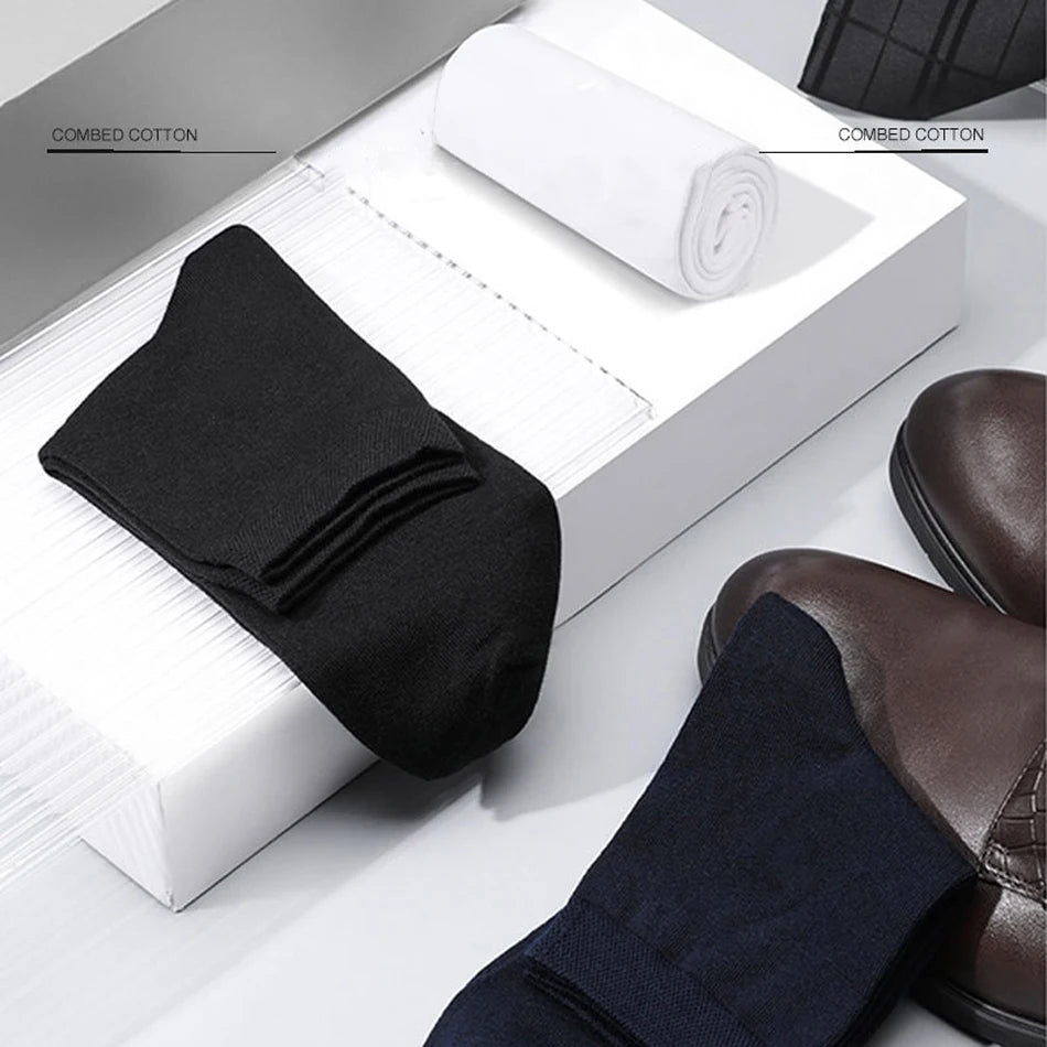 10 Pairs Men's Cotton Socks New Style Black Business Men Socks Soft Breathable Summer Winter for Male Socks Plus Size 38-47