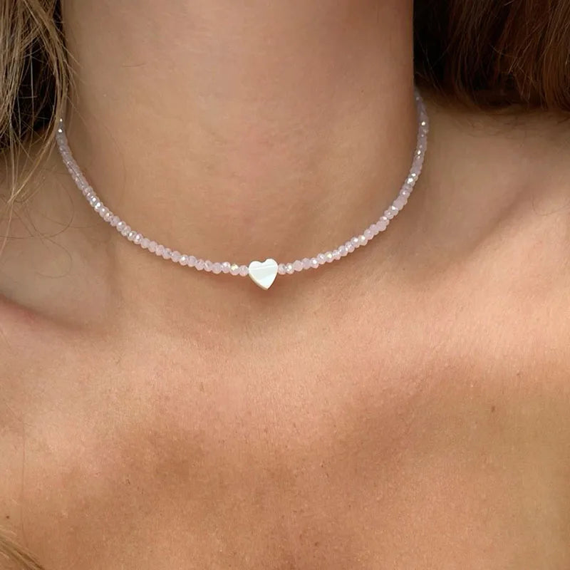 Fashion Tassel Chain Pendant Necklace For Women Boho Transparent Crystal & Imitation Pearl Chain Jewelry Valentine's Gift N0538
