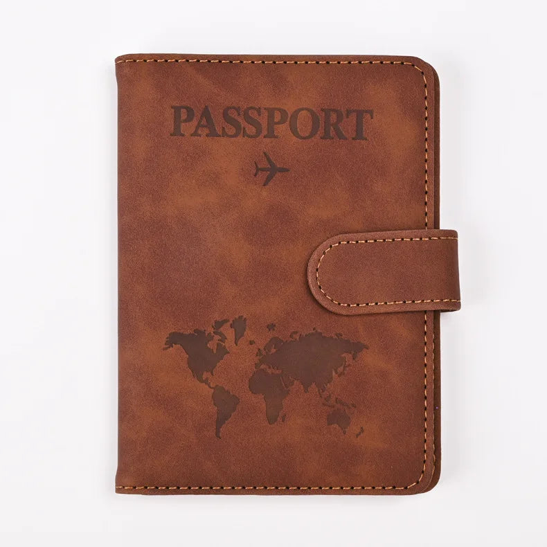 Leather Passport Holder Travel Wallet with ID Credit Card Slot PU Leather Passport Covers Case RFID Blocking Passport Protector
