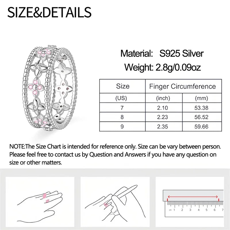 Rings For Women 925 Silver Size 6-9 Ocean Flower Sun Butterfly Heart Hollow Ring Fit For Engagement Weddings Fine Jewelry Gifts