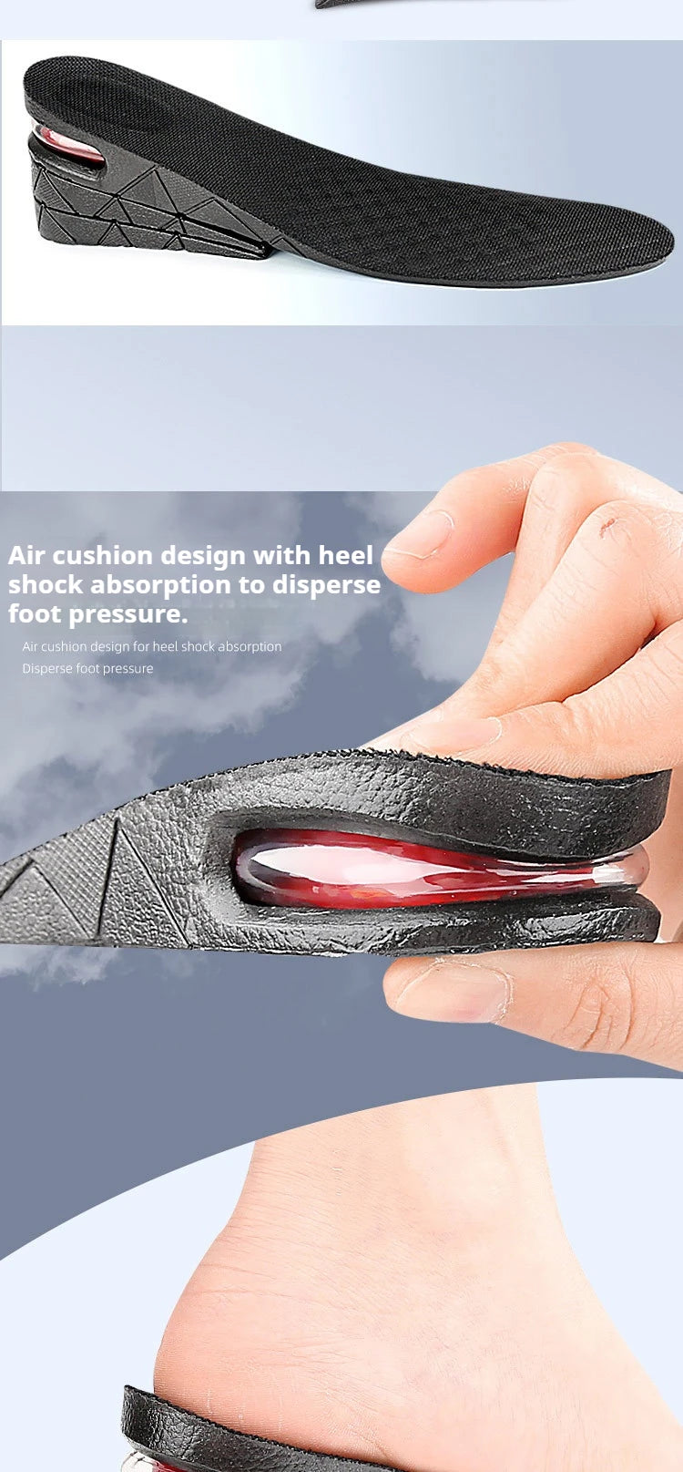 1Pair Height Increase Insole Feet Templates 3/5/7/9cm Variable Height Shoes Insoles Air-Cushioned Shock-Absorbing sports insole