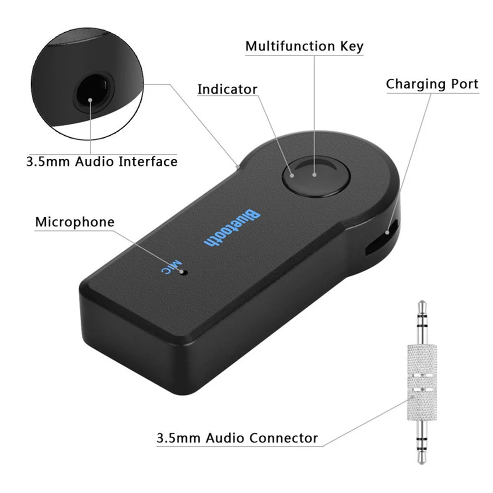 Portable Wireless Bluetooth-compatible Receiver 3.5mm Phone AUX Audio MP3 Car Stereo Music Receiver Adapter