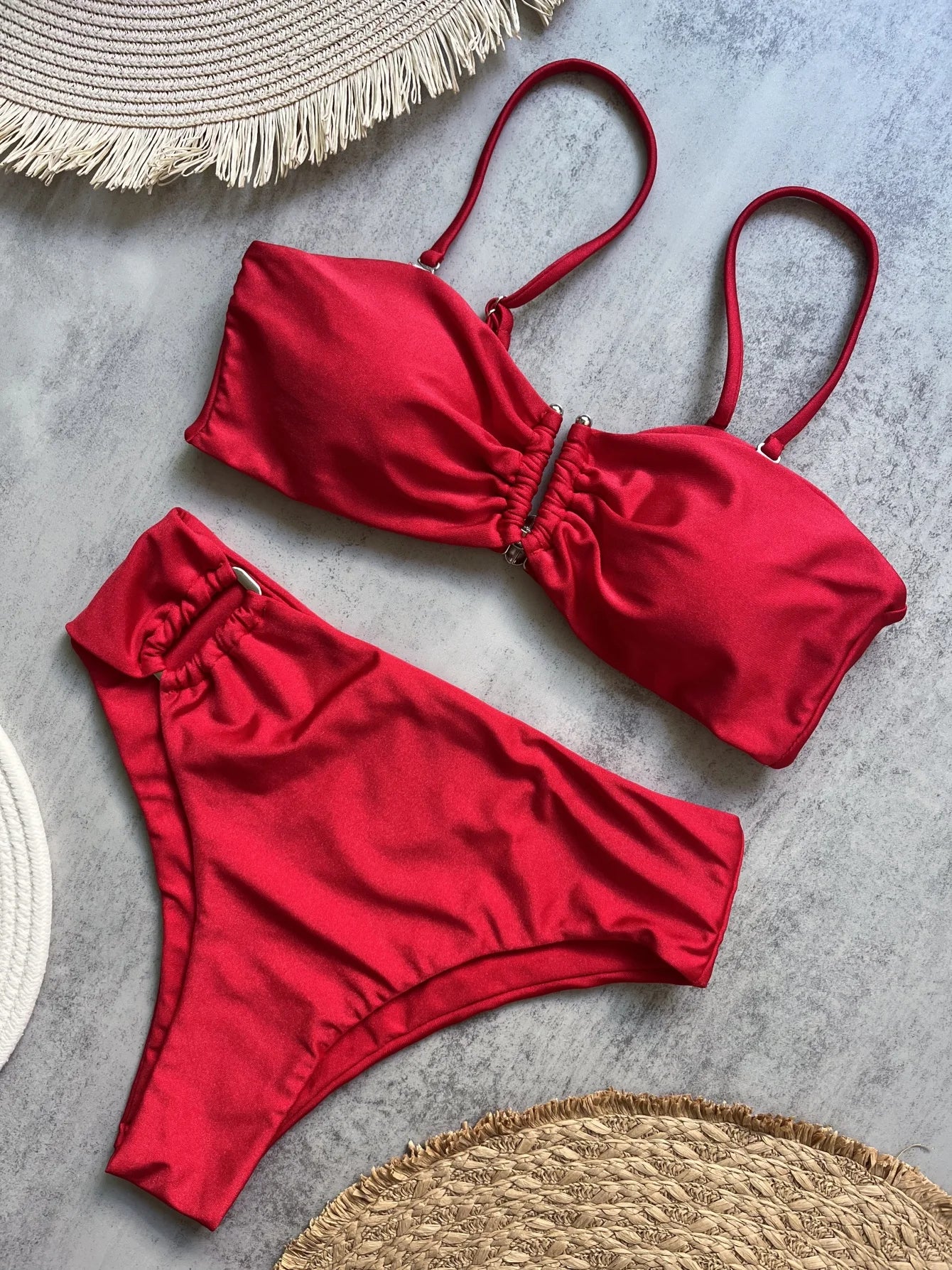Bandeau Bikini Push Up Women Swimsuits 2026 Sexy Female Swimwear Brazilian Bikini Set Thong Biquini Swim Suits Solid Beachwear