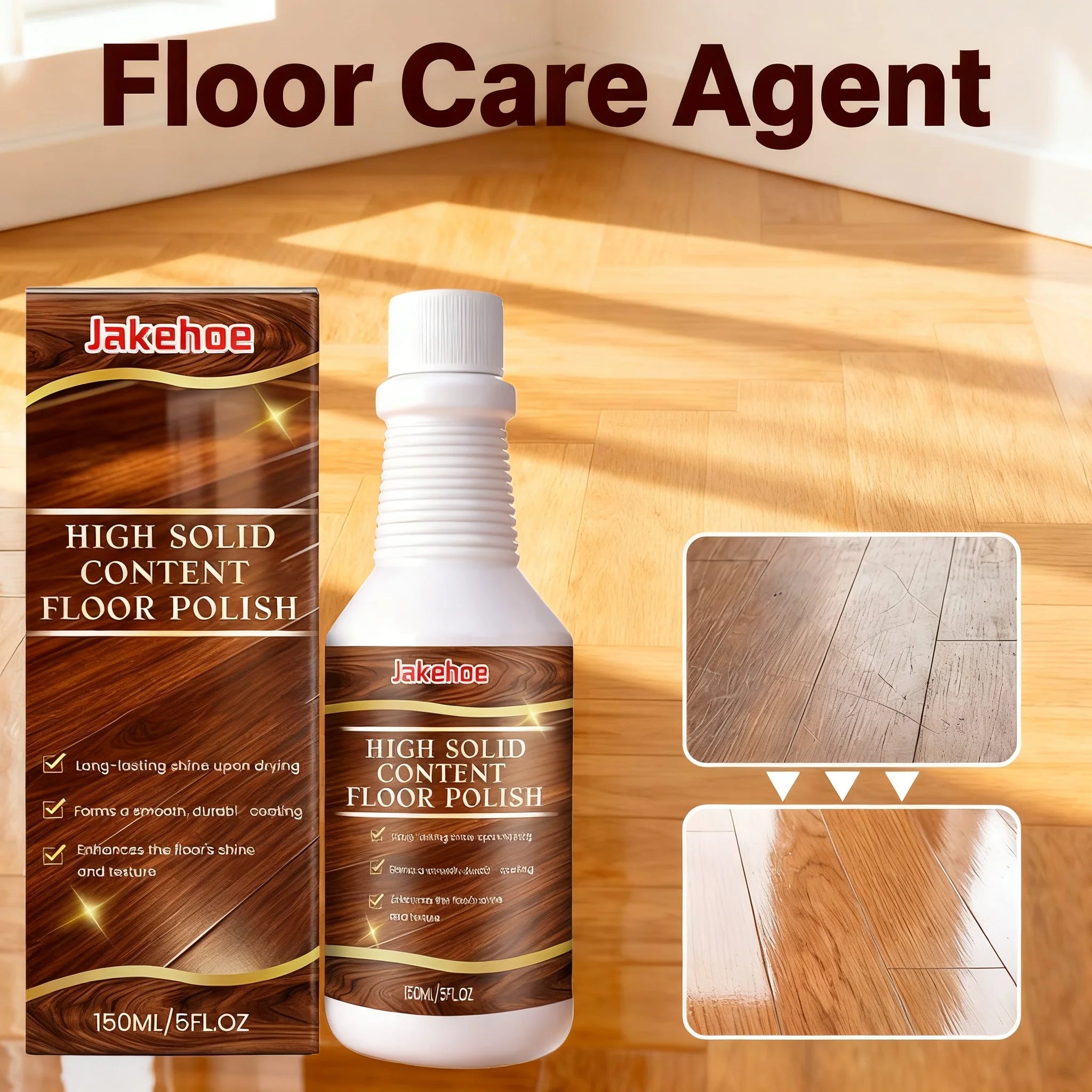 150ml Floor Care Agent, Wooden Floor Restorer Scratch Repair, Long-Lasting Gloss Protective Coating for Wood Floors