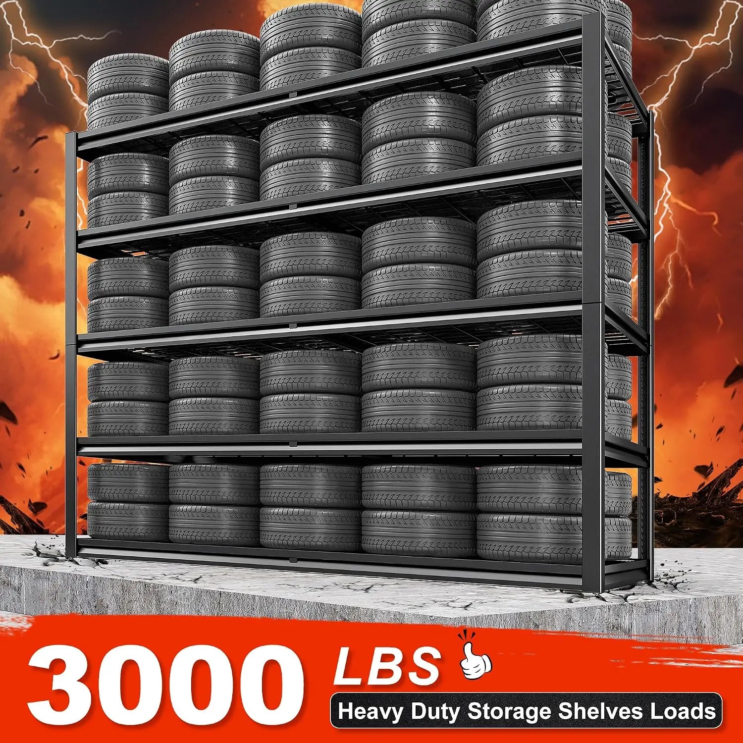 5 Tier 26" D Storage Shelves for Garage Basement Warehouse | 55.2" W x 26" D x 78" H, 3000lbs,grid design,Resist, Customized