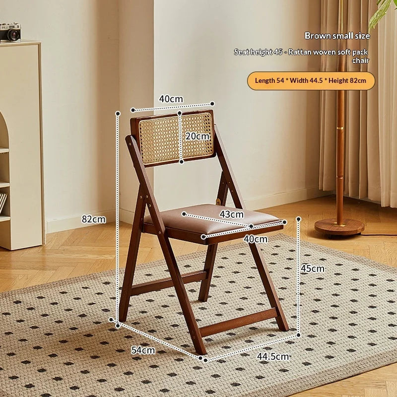 Foldable Wooden Bar Stool High Counter Stool Rattan Back Modern Minimalist Kitchen Island Breakfast Bar Dining Room Furniture