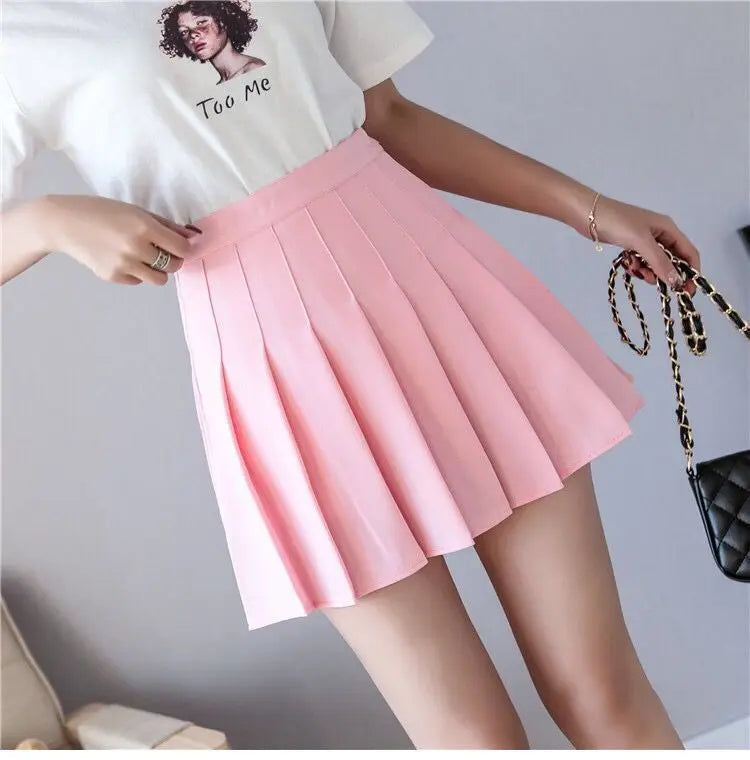 2025 High Waist Skirt Womem Solid Black Preppy Pleated Mini Skirt Summer Fashion Korean A-Line Short Skirt Girl Y2k Cute Skirt