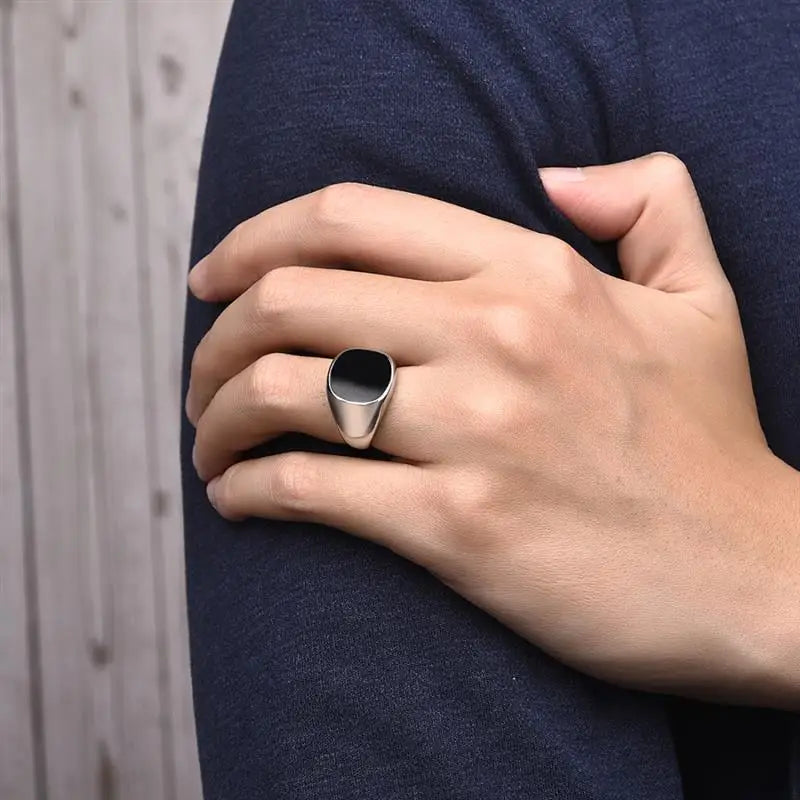 Jiayiqi Men'S Ring Punk Rock 316L Stainless Steel Signet Ring For Men Hip Hop Party Jewelry Male Wedding Gift Custom accept