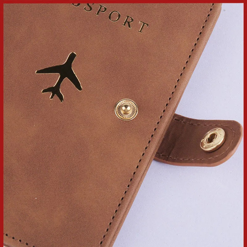 Leather Passport Holder Covers Case Waterproof Travel Credit Card Wallet Cute Passport Book for Women/Men Buckle Passport Cover