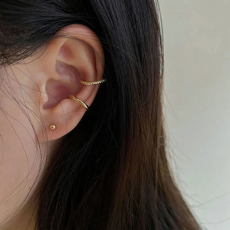3Pcs/Set Clips Earring for Women Unisex Minimalist Fashion Cartilage Hoop Earrings Sets Ear Cuff Piercing Clip on Earring