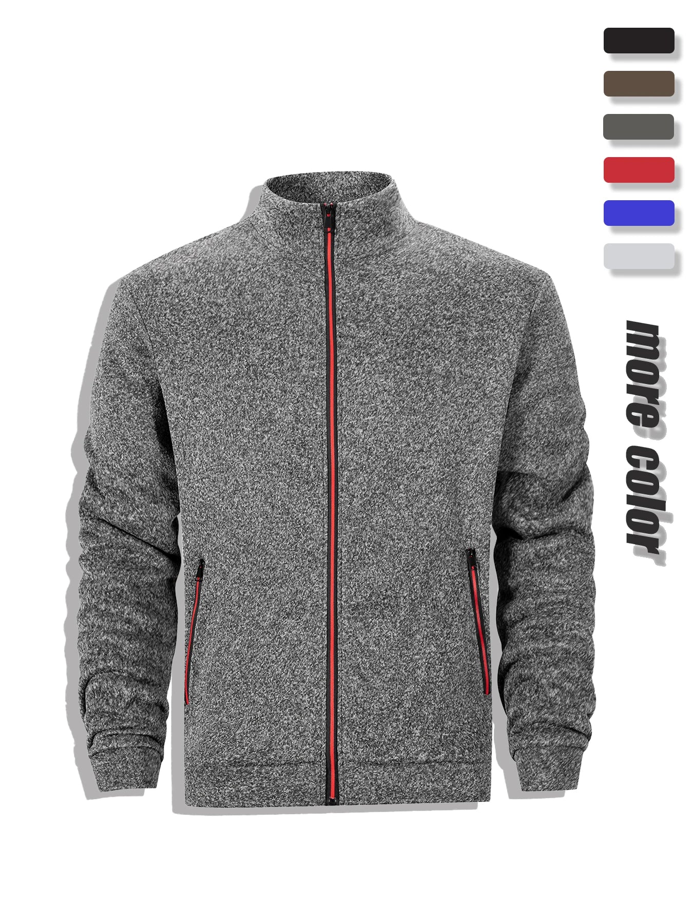 Men's Casual Sweatshirt Jackets Full Zip Up Cardigan Stand Collar Jacket Autumn Winter Male Outdoor Windproof Warm Coat