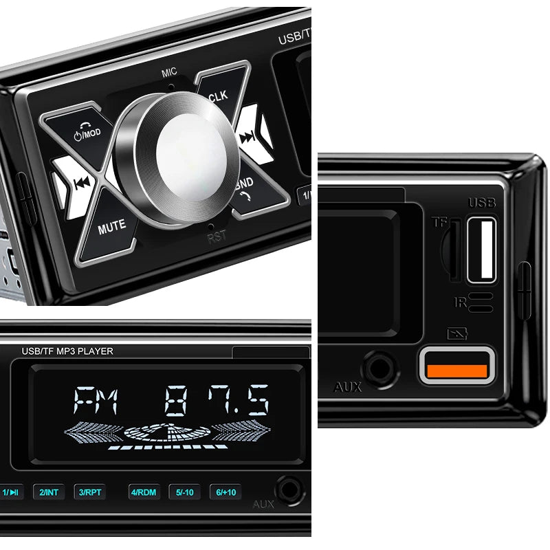Car 1 din Radio Audio Stereo MP3 Player Bluetooth Multimedia Digital Stereos For Car Universal Colorful With Aux Input USB