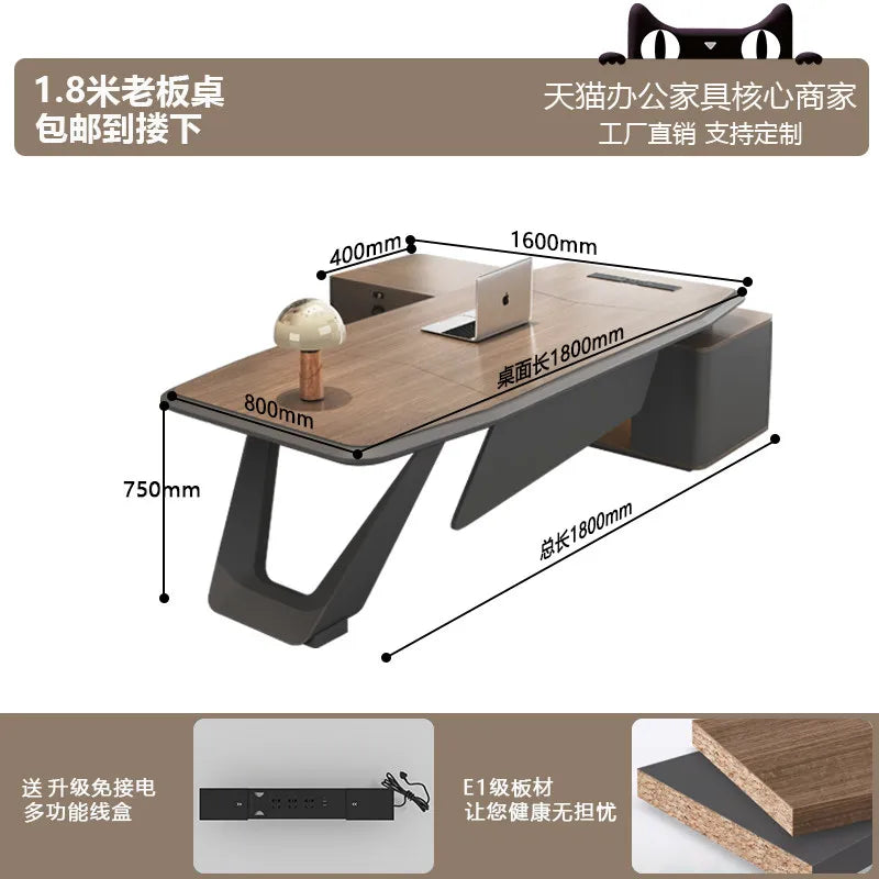 European Modern Office Desk Wooden Computer Gaming Decoration Drawer Office Desk Luxury Storage Meuble Bureau Home Furniture