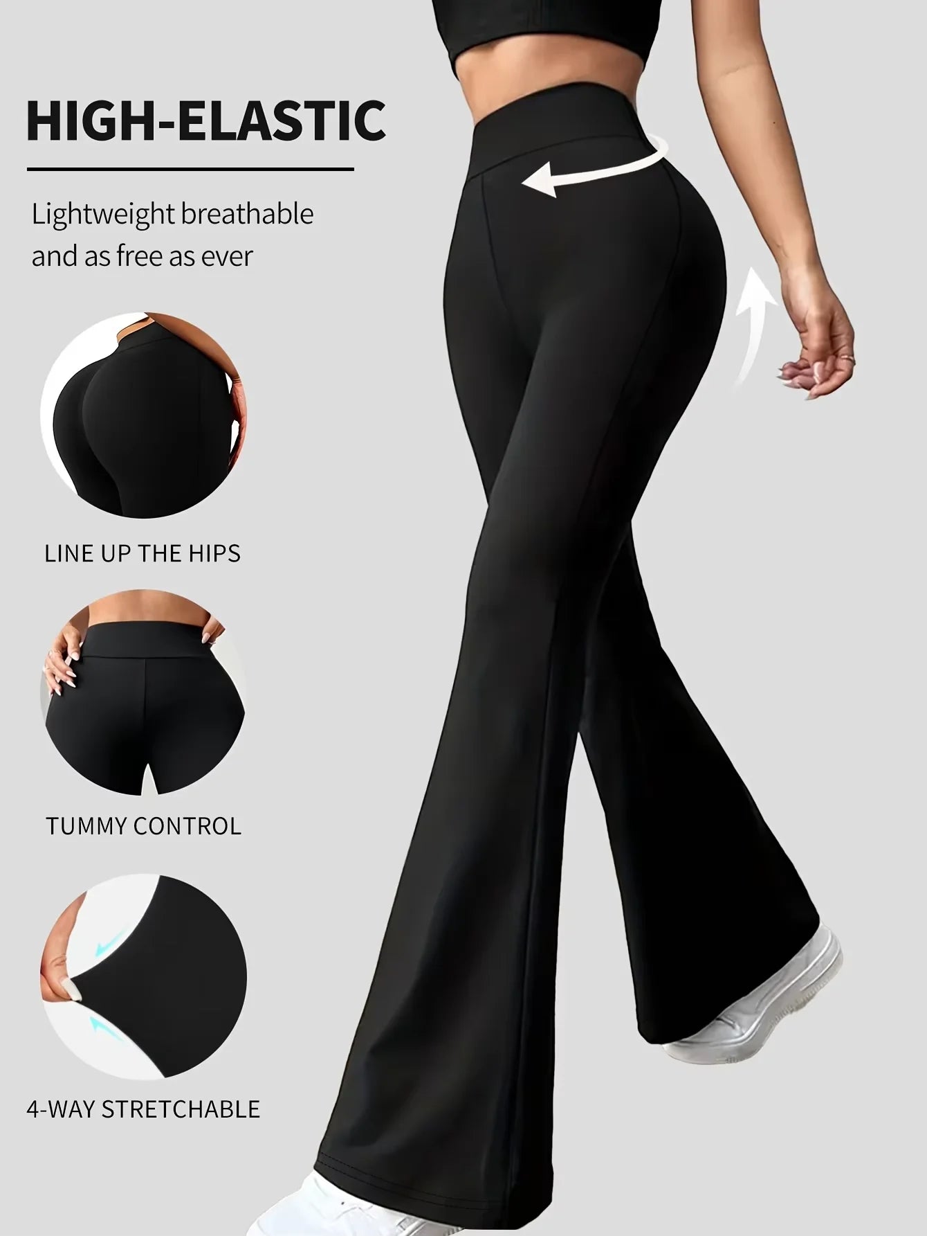 Women's High Waist Legging Tummy Control Bootcut Workout High Waist Bell Bottom Pants 4-Way-Stretch Athleisure  Pants
