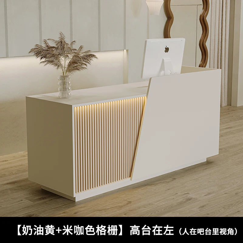 Customized Professional Reception Counter Simple Design Style Reception Desk Creative Storage Theke Empfang Office Furniture
