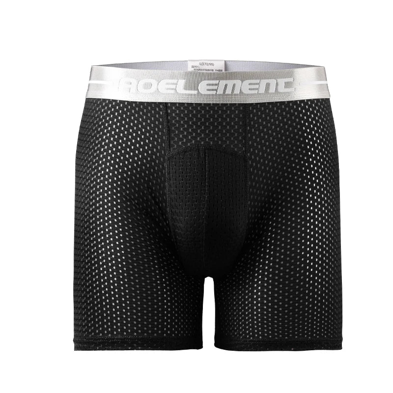 Men's Extra Long Sports Underwear Boxer Running Anti-Wear Legs Large Size Ice Silk Loose 100kg Fat Guy Four Corners