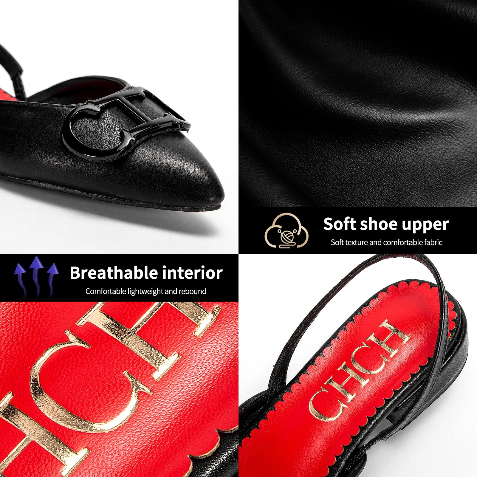 CHCH Women's Sandals 2024 New Black Pointed Flat bottomed loafers Simple Black Business Women's Shoes