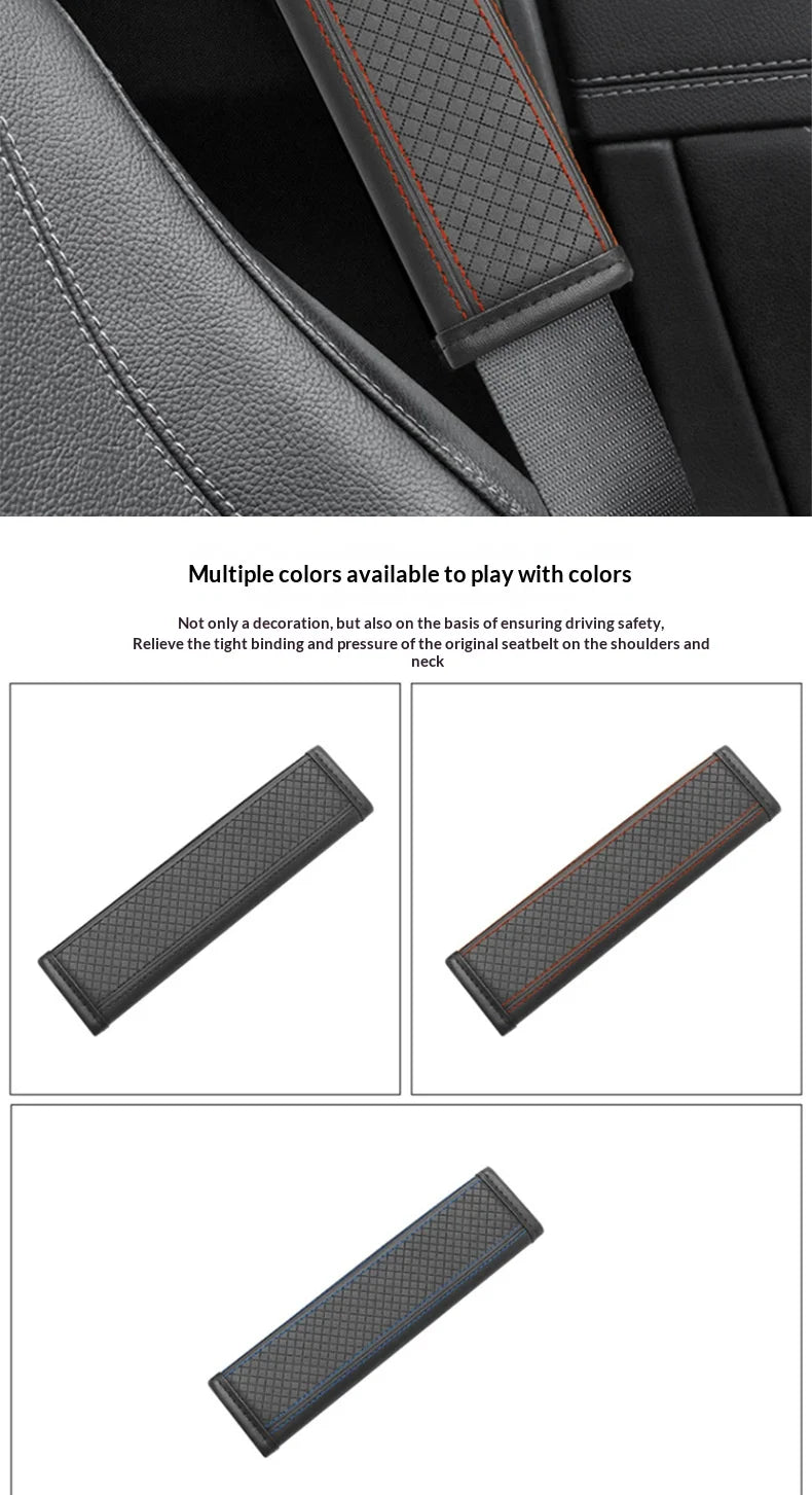 1PCS Car Seat Belt Protective Cover Anti-neck Strangling Skin-feel Leather Fine Hole Car Seat Belt Shoulder Guard Cover