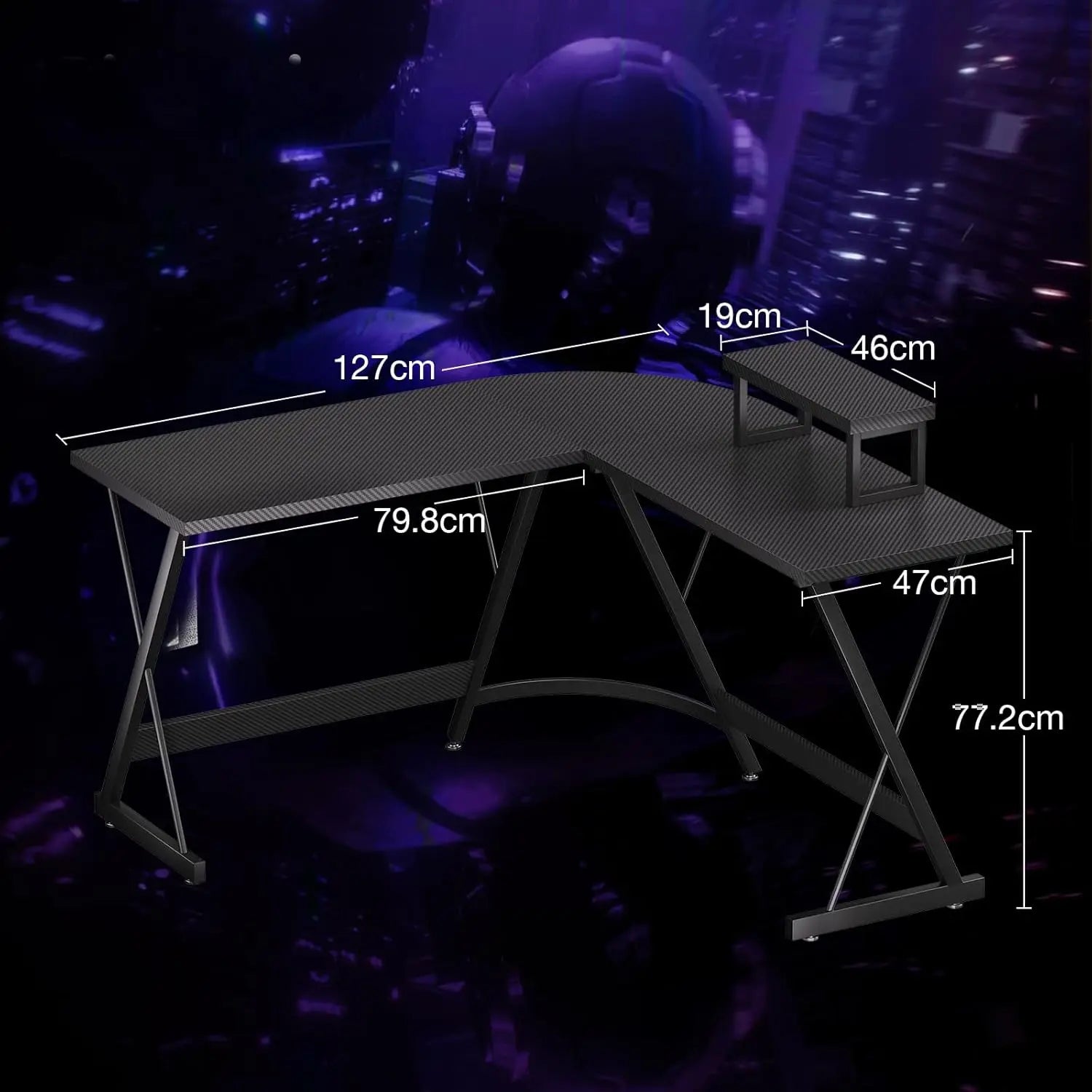 Coleshome Gaming Table, 127x127 cm Gaming Desk Corner Desk for Gamers, Desk L