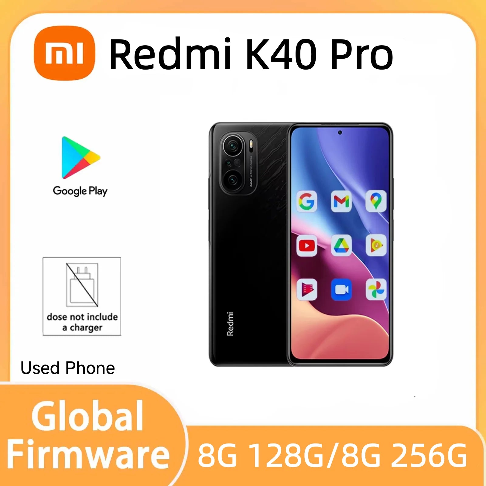 Global firmware Xiaomi Redmi K40 Pro Smartphone Hyper OS 1.0 cecular Snapdragon 888 6.67 inch phone used phones no charger