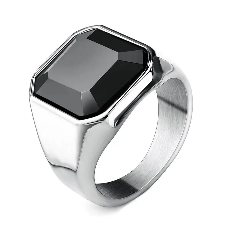 Jiayiqi Men'S Ring Punk Rock 316L Stainless Steel Signet Ring For Men Hip Hop Party Jewelry Male Wedding Gift Custom accept