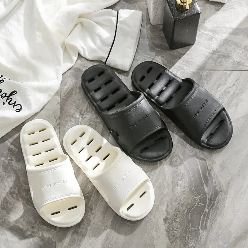 Unisex EVA Non Slip Soft Bottom Leaking Shower Man Woman Home Slippers Punching Bathroom Quick Drying Slipper