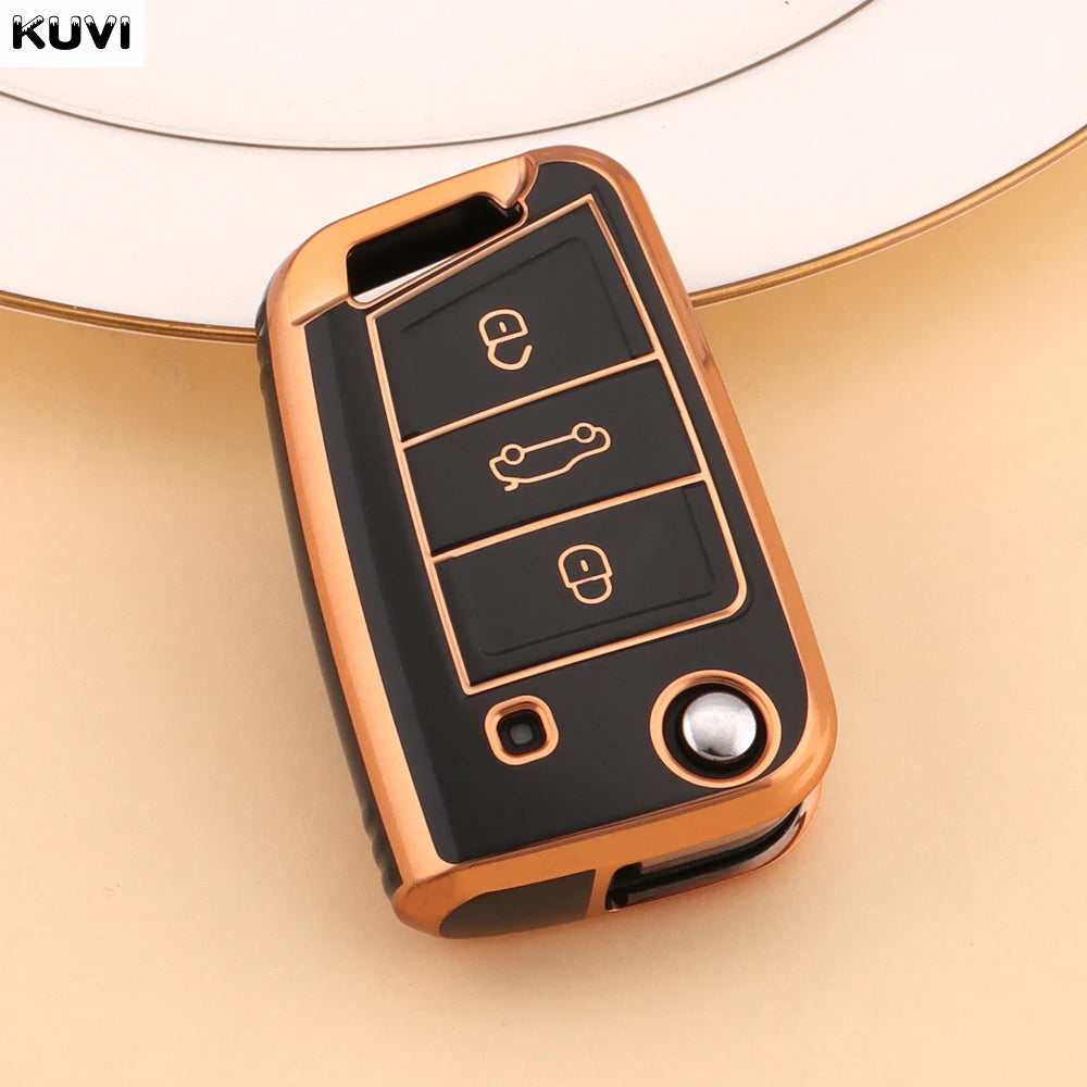 3 4 Buttons Car Key Case Cover Fob For VW Volkswagen Golf 7 MK7 Tiguan MK2 For SEAT Ateca Leon FR 2 Ibiza For Skoda Octavia A7