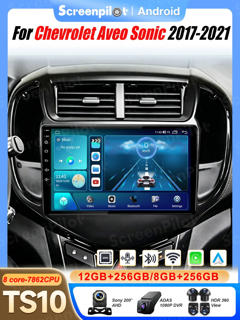 Android 16 For Chevrolet Aveo Sonic 2017-2021 Car Radio Stereo Head Unit Multimedia Video Player Mirror Link Touch Screen 2 din