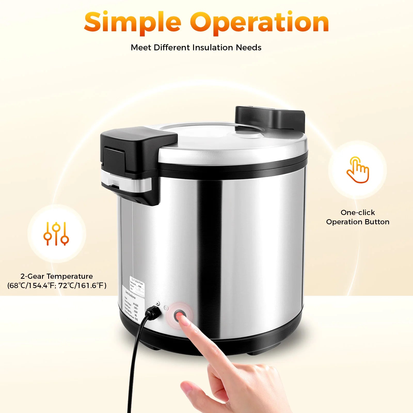 110W 110V Commercial Rice Warmer Insulation Rice Cooker Electric Rice Warmer 19L Rice Warmer for Restaurant
