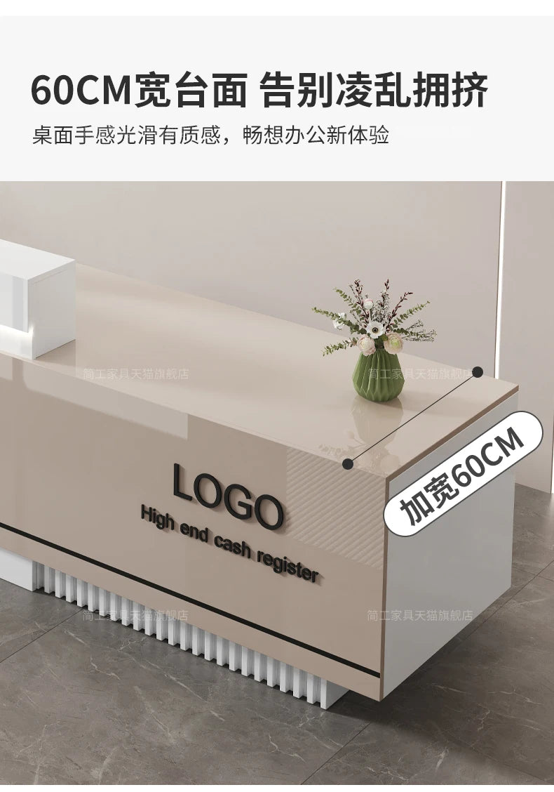Customized Premium Desk Table Glamour Luxury Simple Elegant Reception Desk Modern Design Recepcion Mostrador Office Furniture