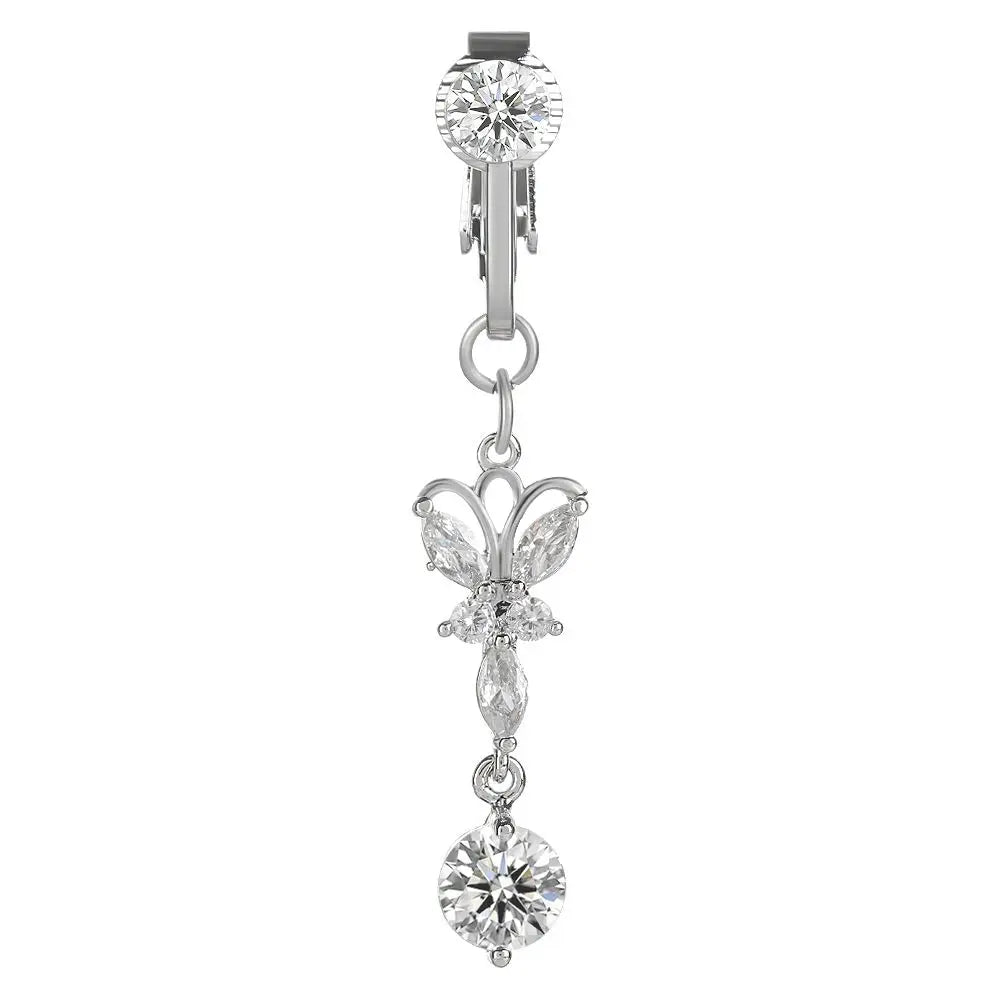 Faux Fake Belly Butterfly Fake Belly Piercing Heart Clip On Umbilical Navel Fake Pircing Moon Star Leaves Cartilage Earring Clip