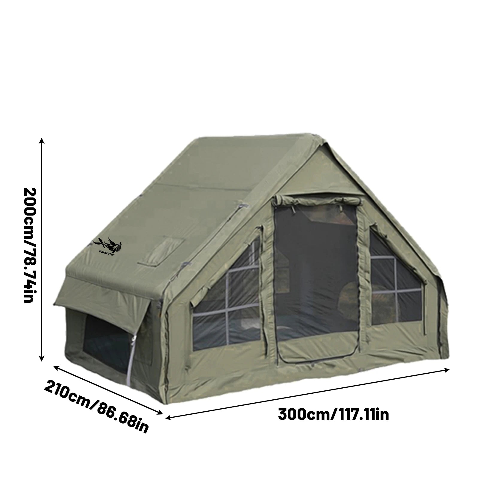 4-8 Person Inflatable Camping Tent - Quick-Setup Air Frame, 4-Season Waterproof Shelter with Stove Jack & Portable Design.